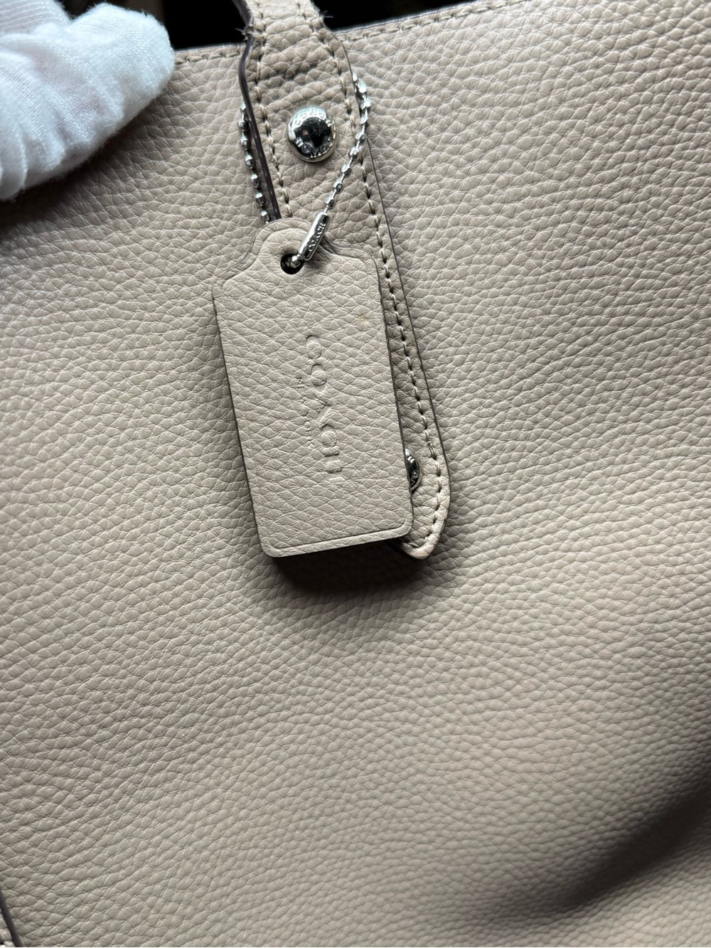 Coach Pebbled Leather Tote in Taupe - Picture 2 of 16